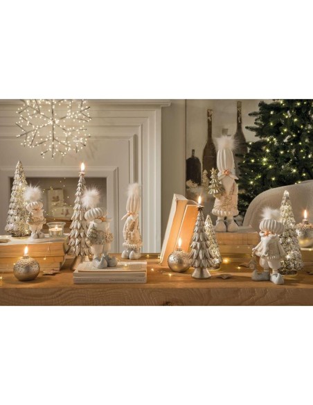 L'Oca Nera - CANDELA SFERA - SET 2 PEZZI Ø cm 7,5 CANDELE DI NATALE / ARGENTO