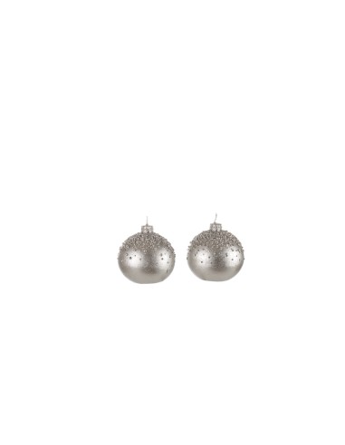L'Oca Nera - CANDELA SFERA - SET 2 PEZZI Ø cm 7,5 CANDELE DI NATALE / ARGENTO