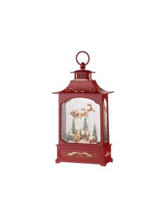 L'Oca Nera - Christmas Lights Boule De Neige Lanterna Bassa Con Musica, Led, Movimento Continuo E Timer 18X9X32H
