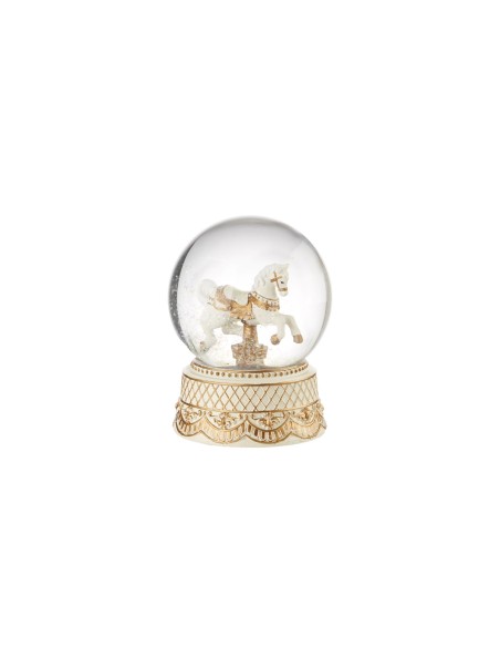 L'Oca Nera - Winter Carousel Boule De Neige Cavallo Con Carillon Ø12X17H