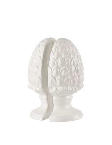 L'Oca Nera - Fermalibri Pigna Bianco - Set 2 pz cm 3x7,5x21h