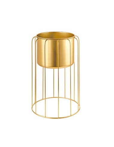 L'Oca Nera Giardino Dorato Cache pot grande in metallo dorato ø 35x56h