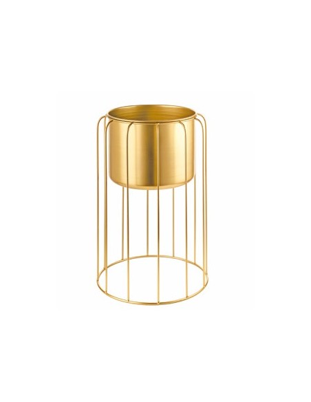 L'Oca Nera Giardino Dorato Cache pot grande in metallo dorato ø 35x56h