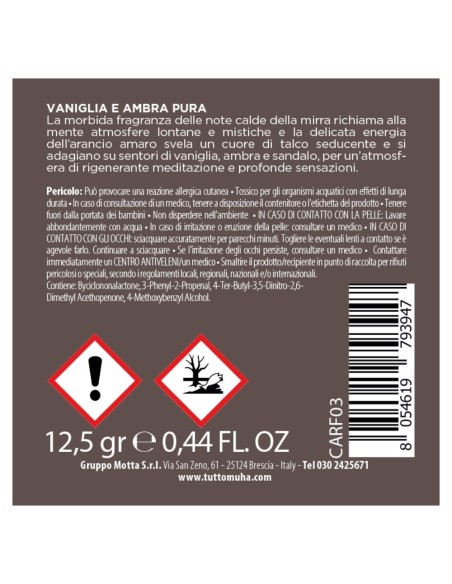 Muhà - Carflower Natural Vaniglia e Ambra Pura - Profumatore per Auto