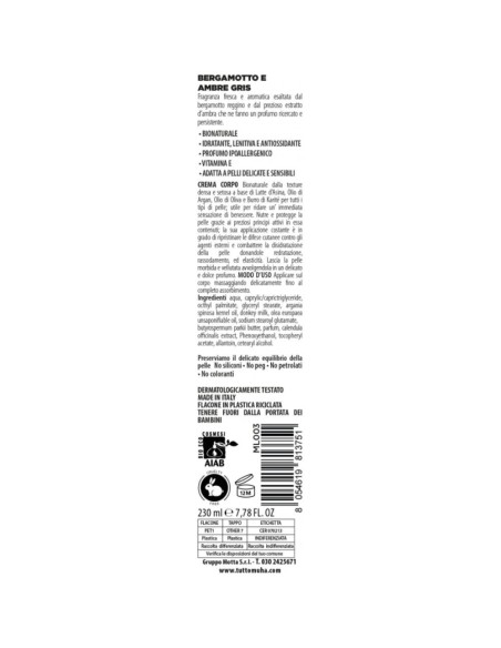 Muhà - Crema Corpo Bio 24h 230ml Bergamotto e Ambre Gris