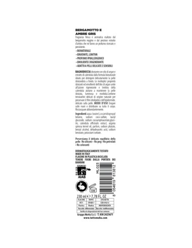 Muhà - Bagnodoccia Bio 230ml Bergamotto e Ambre Gris