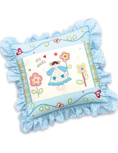 Cuscino Angel azzurro con volant My doll