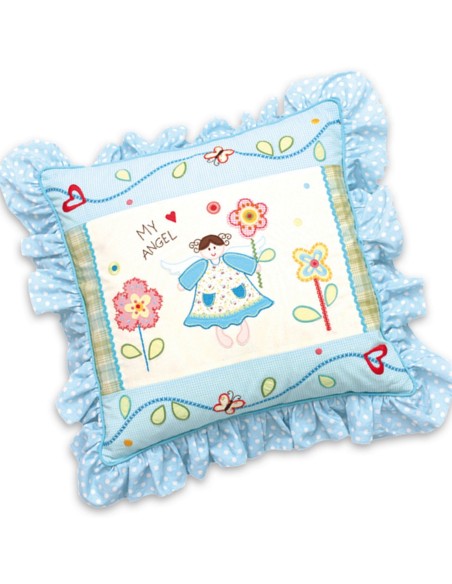 Cuscino Angel azzurro con volant My doll