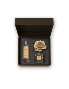Muhà - Confezione Rosa 100ml + Spray 100ml Vaniglia e Ambra Pura- Cofanetto con Diffusore e Spray