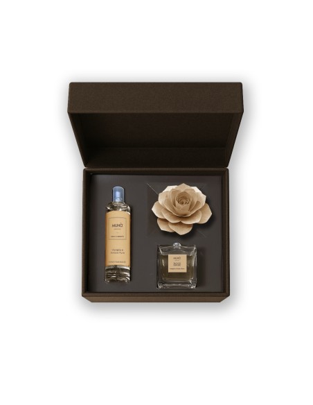 Muhà - Confezione Rosa 100ml + Spray 100ml Vaniglia e Ambra Pura- Cofanetto con Diffusore e Spray