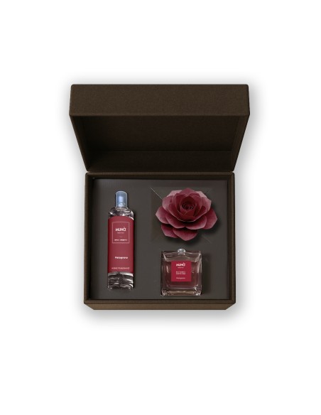 Muhà - Confezione Rosa 100ml + Spray 100ml Melograno - Cofanetto con Diffusore e Spray
