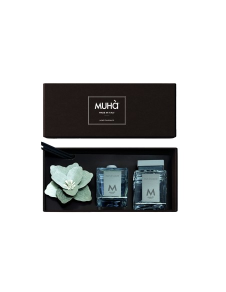 Muhà - Confezione Magnolia 250ml +perfume 200ml Fiori di Cotone - Cofanetto con Due Diffusori