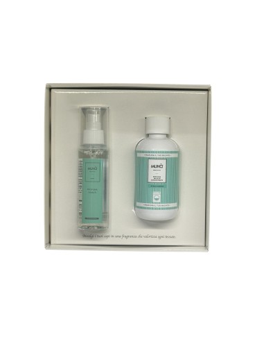 Muhà - Cofanetto Bucato lavatrice 200 ml + Spray tessuti 125 ml Acqua Marina