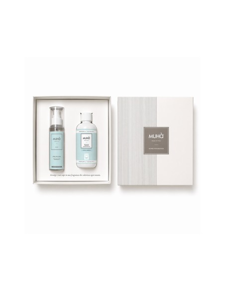 Muhà - Cofanetto Bucato lavatrice 200 ml + Spray tessuti 125 ml Acqua Marina
