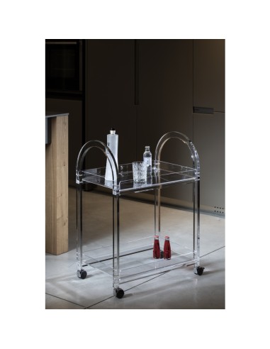 Vesta Home - Carrello Like Water·trasparente·63 X 44 X 88 H Th. Structure 20 Mm Th. Tray 5 Mm