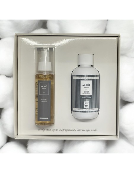 Muhà - Cofanetto Bucato lavatrice 200 ml + Spray tessuti 125 ml Fiori di Cotone