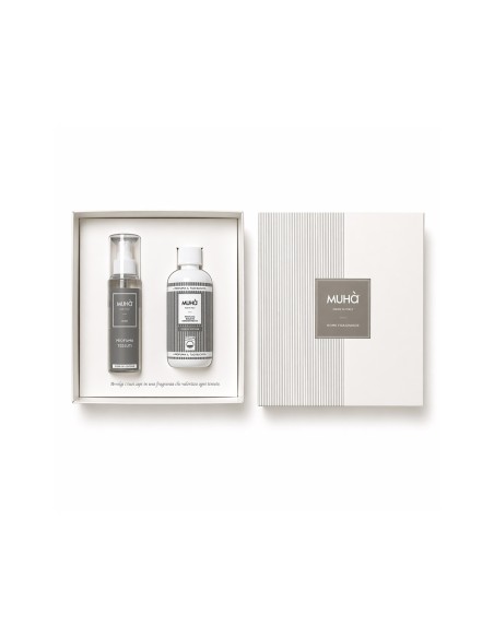 Muhà - Cofanetto Bucato lavatrice 200 ml + Spray tessuti 125 ml Fiori di Cotone