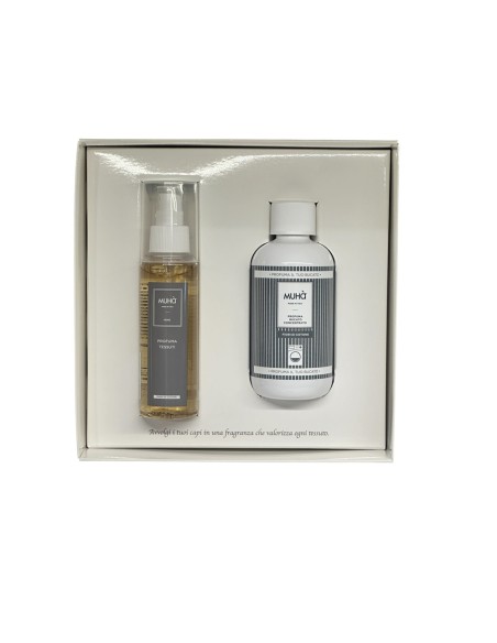 Muhà - Cofanetto Bucato lavatrice 200 ml + Spray tessuti 125 ml Fiori di Cotone