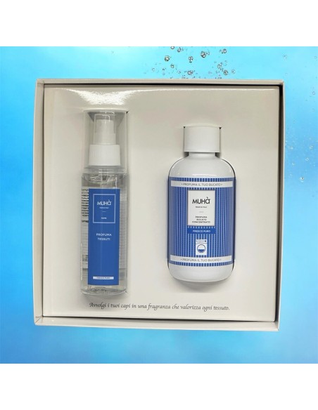 Muhà - Cofanetto Bucato lavatrice 200 ml + Spray tessuti 125 ml Fresco Puro