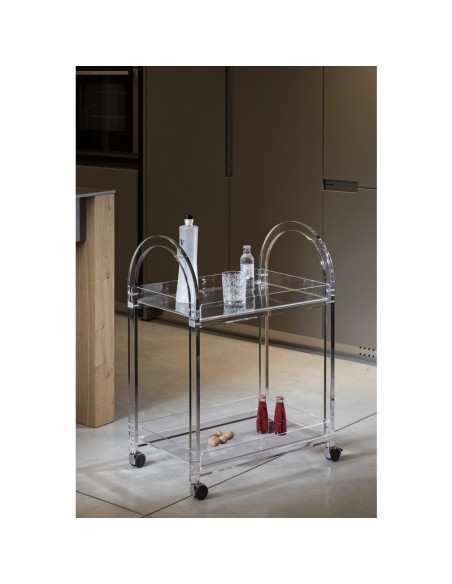 Vesta Home - Carrello Like Water·trasparente·63 X 44 X 88 H Th. Structure 20 Mm Th. Tray 5 Mm
