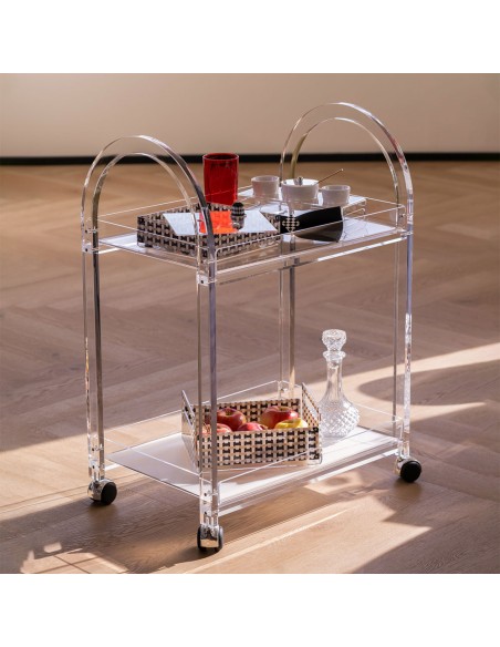 Vesta Home - Carrello Like Water·trasparente·63 X 44 X 88 H Th. Structure 20 Mm Th. Tray 5 Mm