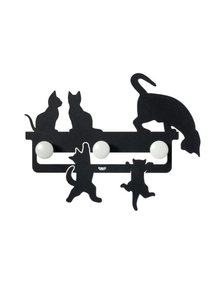 Arti & Mestieri - Piccolo appendiabiti a muro di design Cattitude-44 x-nero 35 cm di altezza