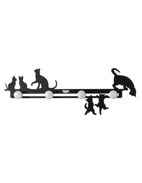 Arti & Mestieri - Appendiabiti a muro in ferro Cattitude grande-69 x-nero 25 cm di altezza