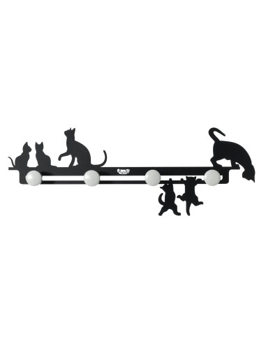 Arti & Mestieri - Appendiabiti a muro in ferro Cattitude grande-69 x-nero 25 cm di altezza