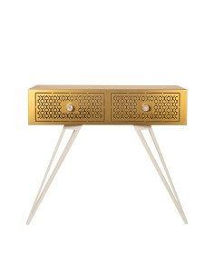 Arti & Mestieri - Consolle per ingresso Mayfair Grande-100 x-oro trasparente/bianco marmo 35 x 80 di altezza 2