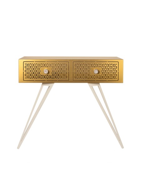 Arti & Mestieri - Consolle per ingresso Mayfair Grande-100 x-oro trasparente/bianco marmo 35 x 80 di altezza