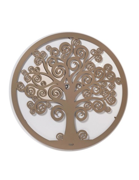 Arti & Mestieri - Pannello da parete Albero della Vita Bianco Marmo Bronzo Ø70
