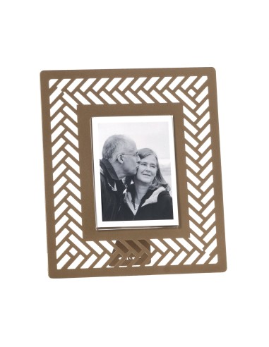 Arti & Mestieri - Portafoto di design Milleintrecci piccolo-oro laccato 19,2 x 22,3H cm (9 x 12 cm formato foto)