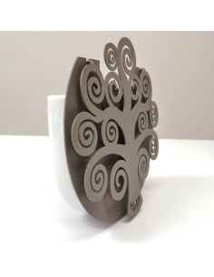 Arti & Mestieri - Porta Umidificatore Albero Della Vita colore Bronzo in ferro e porcellana bianca 20 x 20 h cm 2