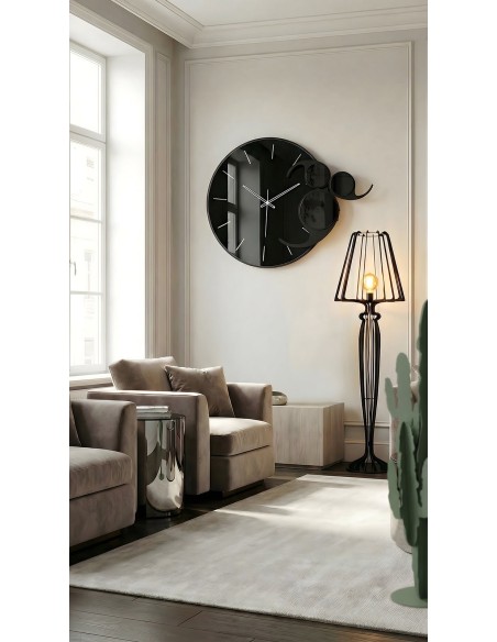 Arti & Mestieri - Orologio da parete Apostrofo-nero/crystal luxe nero 85 x 70 cm di altezza