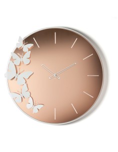 Arti & Mestieri - Orologio da parete Diana-bianco marmo/velour luxe rosa-71,5 x 70 cm di altezza