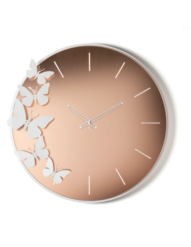 Arti & Mestieri - Orologio da parete Diana-bianco marmo/velour luxe rosa-71,5 x 70 cm di altezza