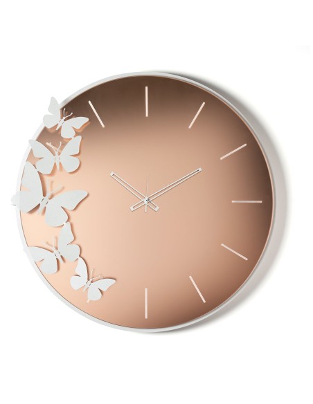 Arti & Mestieri - Orologio da parete Diana-bianco marmo/velour luxe rosa-71,5 x 70 cm di altezza