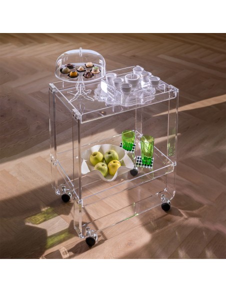 Vesta Home - Carrello Majordome·trasparente·61 X 41 X 78 H Th. Structure 15 Mm Th. Trays 5 Mm