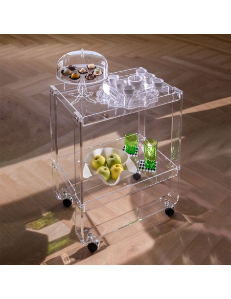 Vesta Home - Carrello Majordome·trasparente·61 X 41 X 78 H Th. Structure 15 Mm Th. Trays 5 Mm