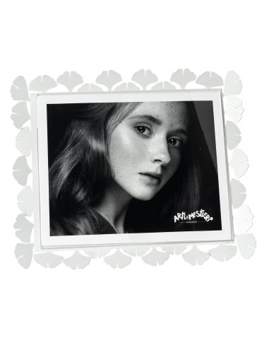 Arti & Mestieri - Portafoto Ginkgo maxi orizzontale-bianco marmo 32 x 27 cm di altezza (25x20 formato foto)