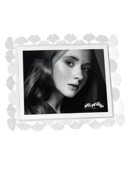 Arti & Mestieri - Portafoto Ginkgo maxi orizzontale-bianco marmo 32 x 27 cm di altezza (25x20 formato foto)