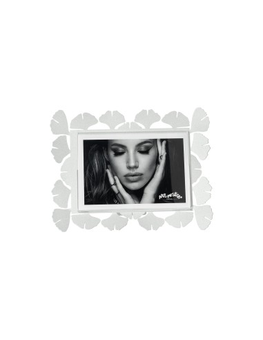 Arti & Mestieri - Portafoto Ginkgo piccolo orizzontale-bianco marmo-22 x 17 cm di altezza (15x10 formato foto)