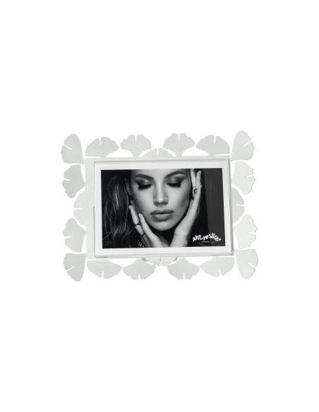 Arti & Mestieri - Portafoto Ginkgo piccolo orizzontale-bianco marmo-22 x 17 cm di altezza (15x10 formato foto)