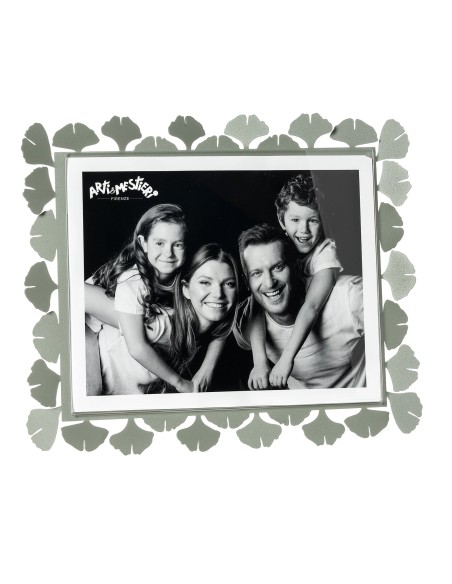 Arti & Mestieri - Portafoto Ginkgo maxi orizzontale-giada 32 x 27 cm di altezza (25x20 formato foto)