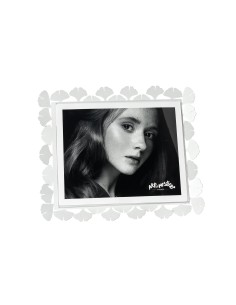 Arti & Mestieri - Portafoto Ginkgo grande orizzontale-bianco marmo 25 x 20 cm di altezza (18x13 formato foto)