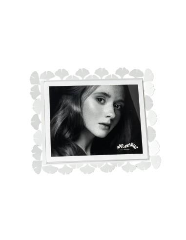 Arti & Mestieri - Portafoto Ginkgo grande orizzontale-bianco marmo 25 x 20 cm di altezza (18x13 formato foto)