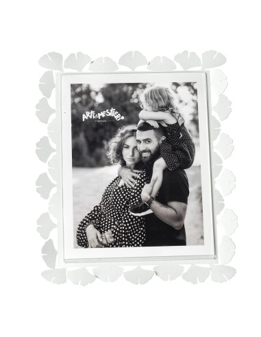 Arti & Mestieri - Portafoto Ginkgo maxi-bianco marmo 27 x 32 cm di altezza (20x25 formato foto)