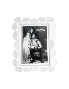Arti & Mestieri - Portafoto Ginkgo grande-bianco marmo 20 x 25 cm di altezza (13 x 18 formato foto)