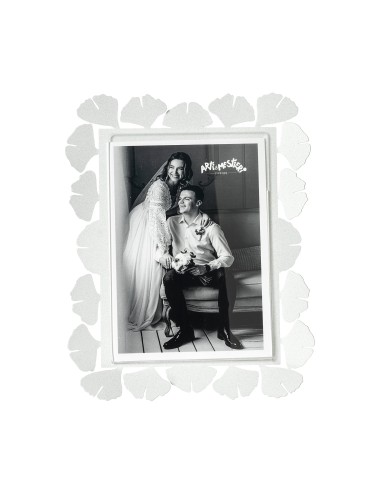 Arti & Mestieri - Portafoto Ginkgo grande-bianco marmo 20 x 25 cm di altezza (13 x 18 formato foto)