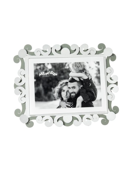 Arti & Mestieri - Portafoto Koko grande orizzontale-giada/bianco marmo 25 x 20 cm di altezza (13x18 formato foto)